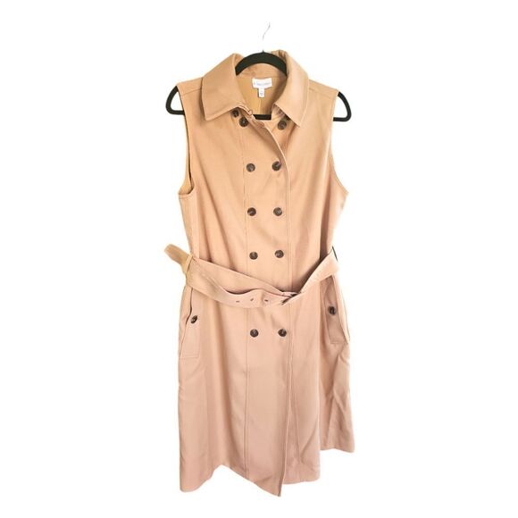 Stacy London Petite Sleeveless Trench Khaki Tan Size Small‎ - Picture 3 of 12